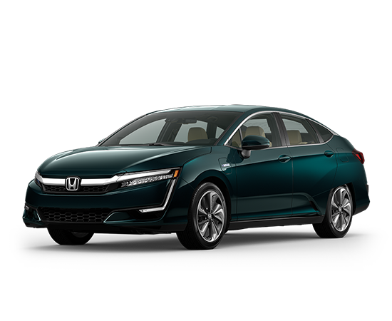 Front 3/4 of 2018 Clarity Plug-in Hybrid in Modern Steel Metallic.