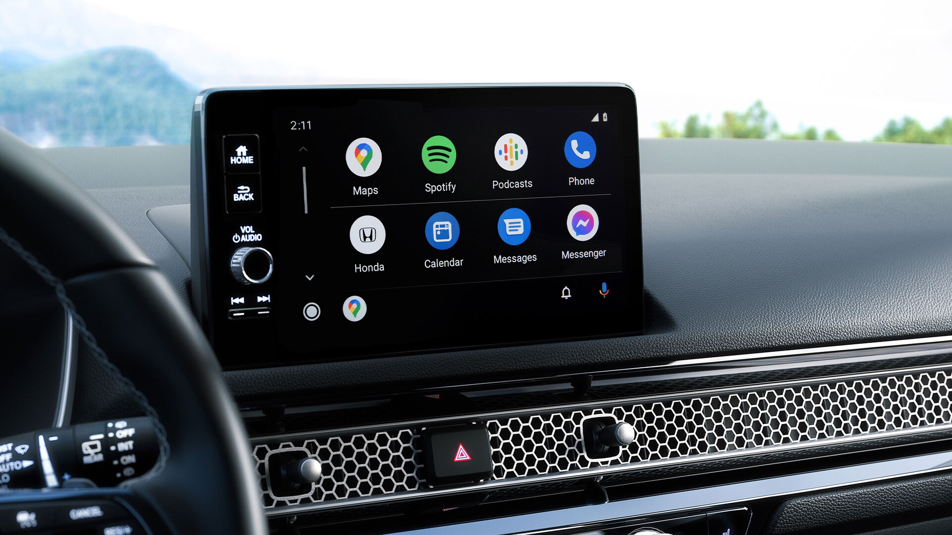 Android Auto™ menu on the 9-inch color touch-screen in the 2022 Honda Civic Sport Touring Hatchback.