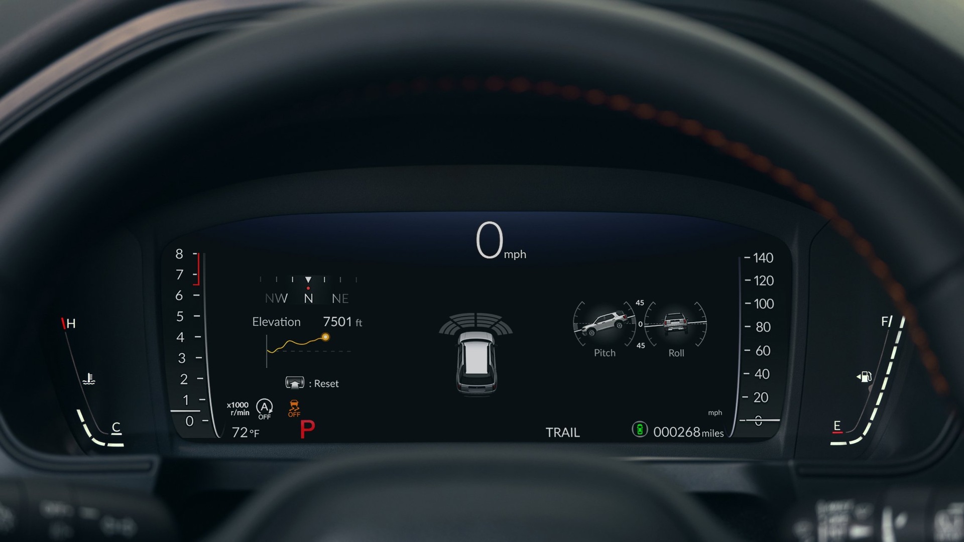 2026 Honda Passport Trail Info display pitch roll elevation direction