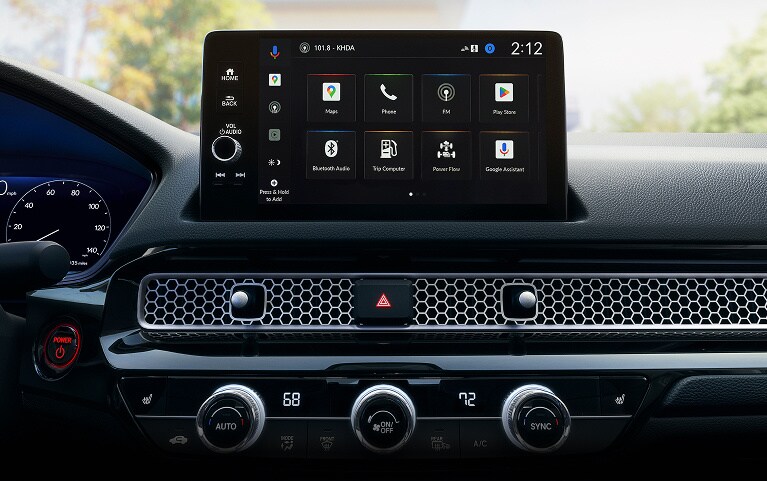 2026 Honda Civic Hatchback Sport Touring Hybrid dashboard with screen displaying Apple CarPlay (Compact Hatchback).