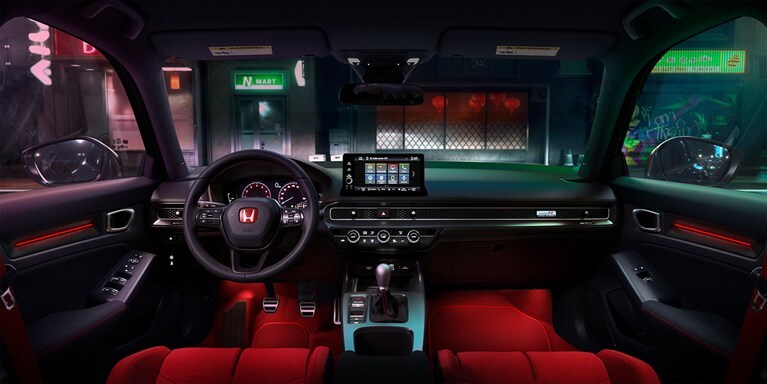 2026 Honda Civic Type R dashboard with infotainment screen and steering wheel (High-Performance Hatchback).