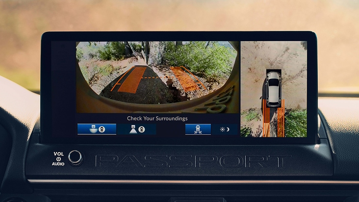2027 Honda Passport TrailWatch camera system on the infotainment display (Mid-Size SUV). 2027 Honda Passport TrailWatch camera system on the infotainment display (Mid-Size SUV).