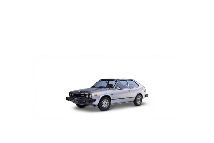 1976 Honda Accord, three-quarter view, in a professional studio environment.