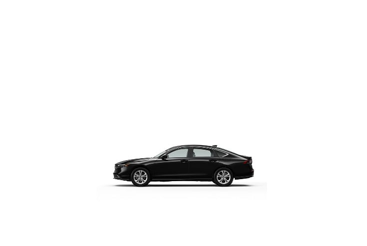 2023 Honda Accord LX in Crystal Black Pearl, profile view, in a professional studio environment (Mid-Size Sedan).